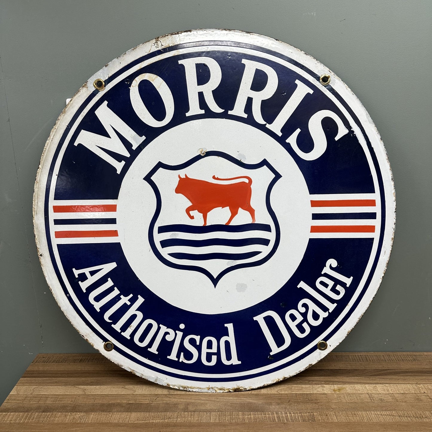 DOUBLE SIDED MORRIS ENAMEL SIGN #08545 image 1