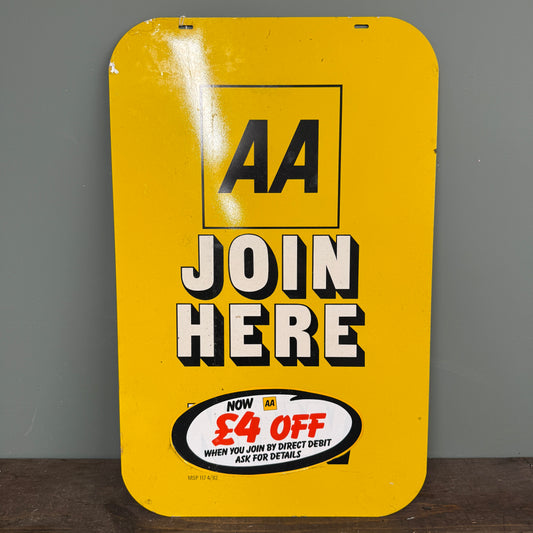 AA "JOIN HERE NOW" DOUBLE SIDED TIN SIGN - #9216