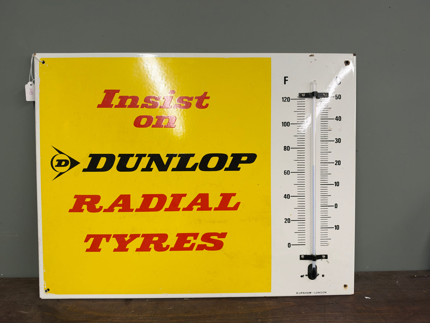 DUNLOP THERMOMETER ENAMEL SIGN #9476