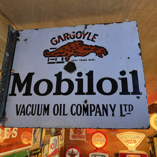 MOBILOIL DOUBLE SIDED ENAMEL SIGN #08653 image 1