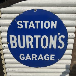 BURTONS GARAGE ENAMEL SIGN #08637