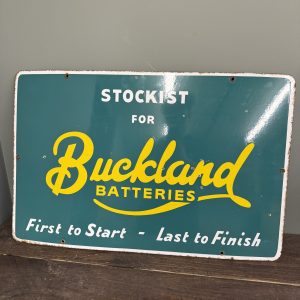 BUCKLAND BATTERIES ENAMEL SIGN   #09901