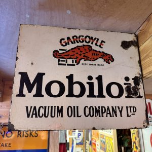 MOBILOIL DOUBLE SIDED ENAMEL SIGN #08653