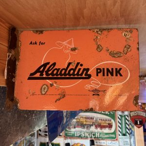 ALADDIN PINK DOUBLE SIDED ENAMEL SIGN #04565