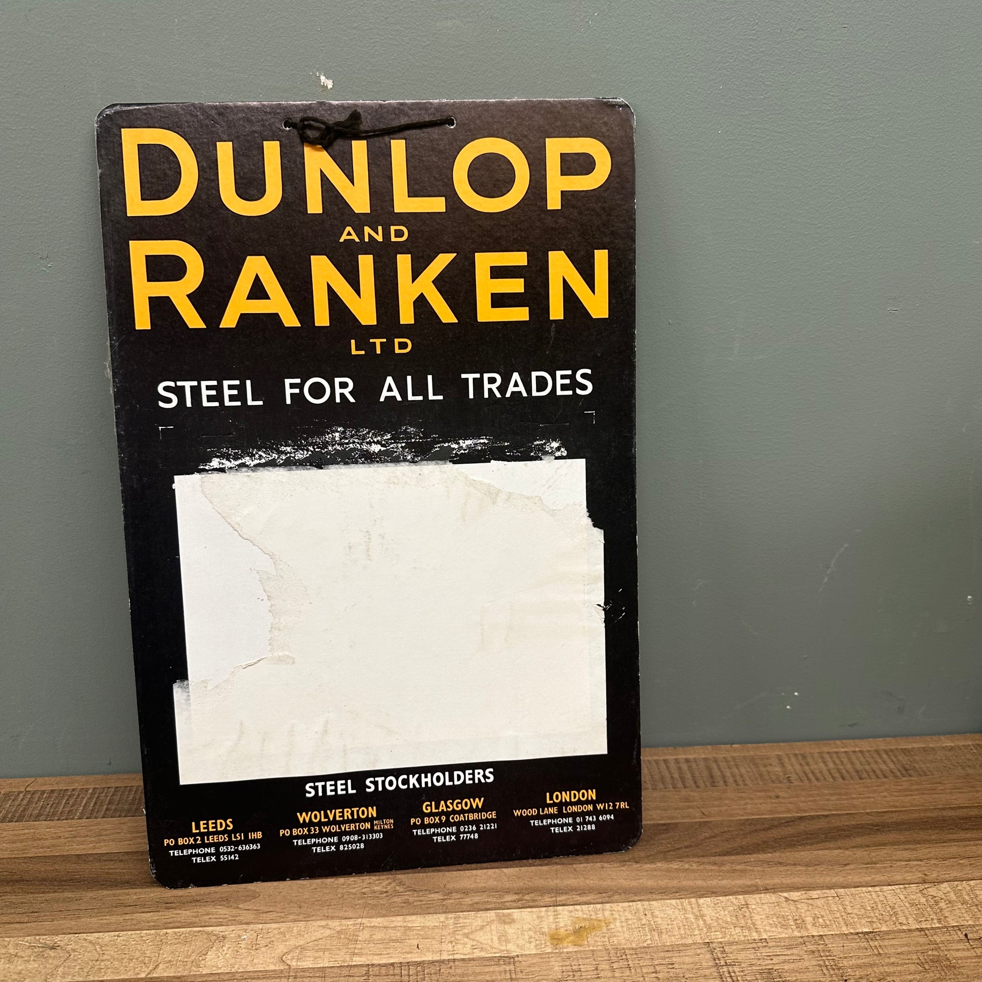DOUBLE SIDED DUNLOP HARDBOARD SIGN #08528 image 1