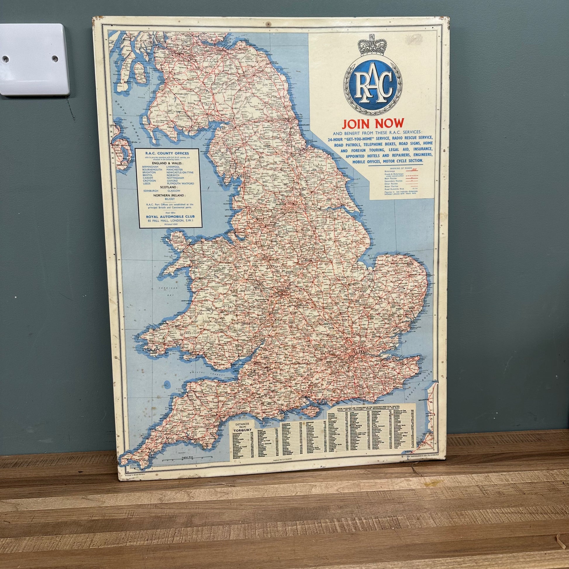 RAC ROAD MAP TIN SIGN #08523 image 0
