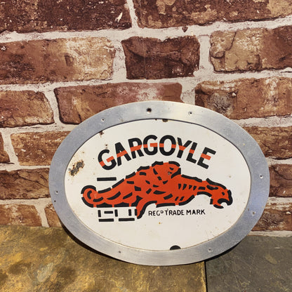 VINTAGE SIGN  - GARGOYLE ENAMEL SIGN - CUT AND FRAMED #5078 image 0