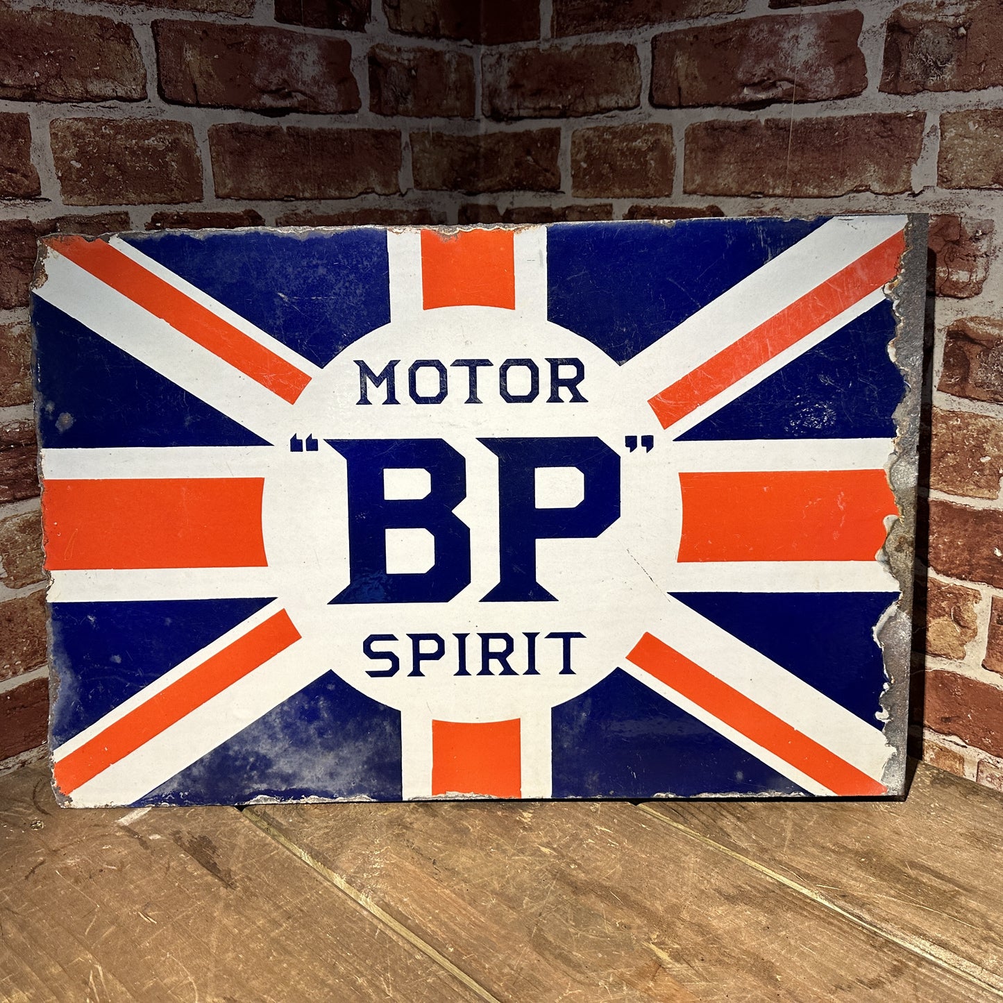 BP UNION JACK DOUBLE SIDED ENAMEL SIGN #6073 image 1