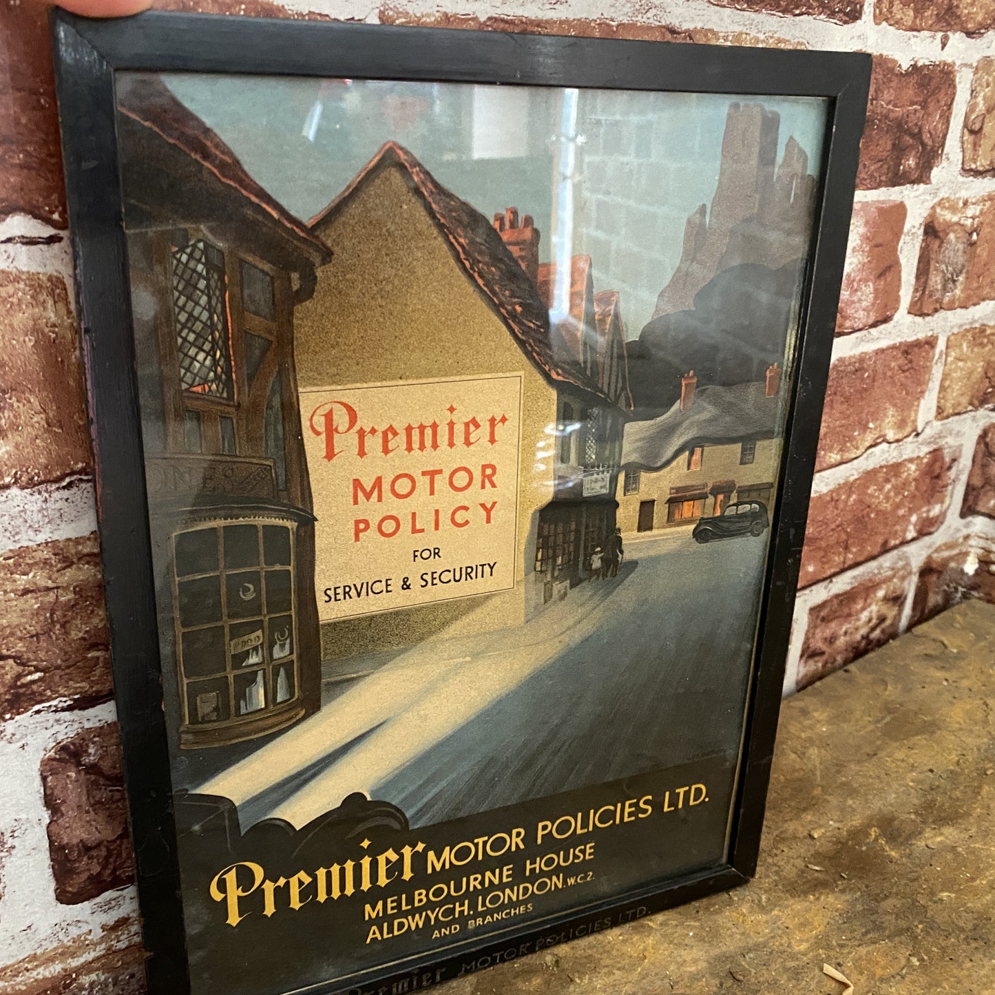 VINTAGE SIGN  -PREMIER MOTOR POLICIES LTD - AUTOMOBILIA - #4691 image 0