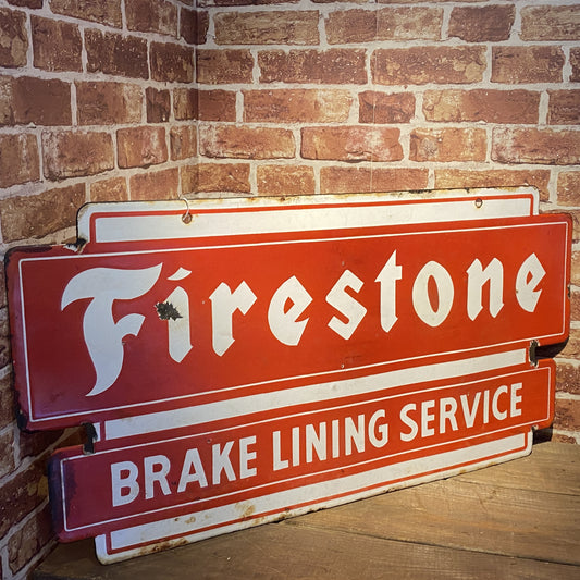 FIRESTONE BRAKE LINING ENAMEL SIGN #5746 image 0