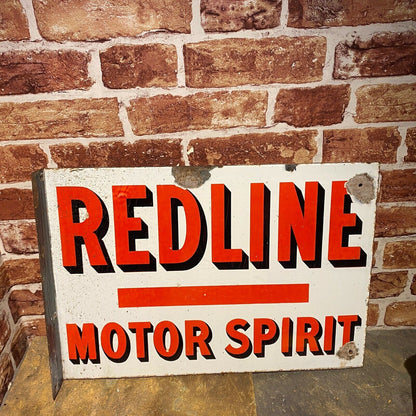VINTAGE ENAMEL SIGN - REDLINE MOTOR SPIRIT #4553 image 0