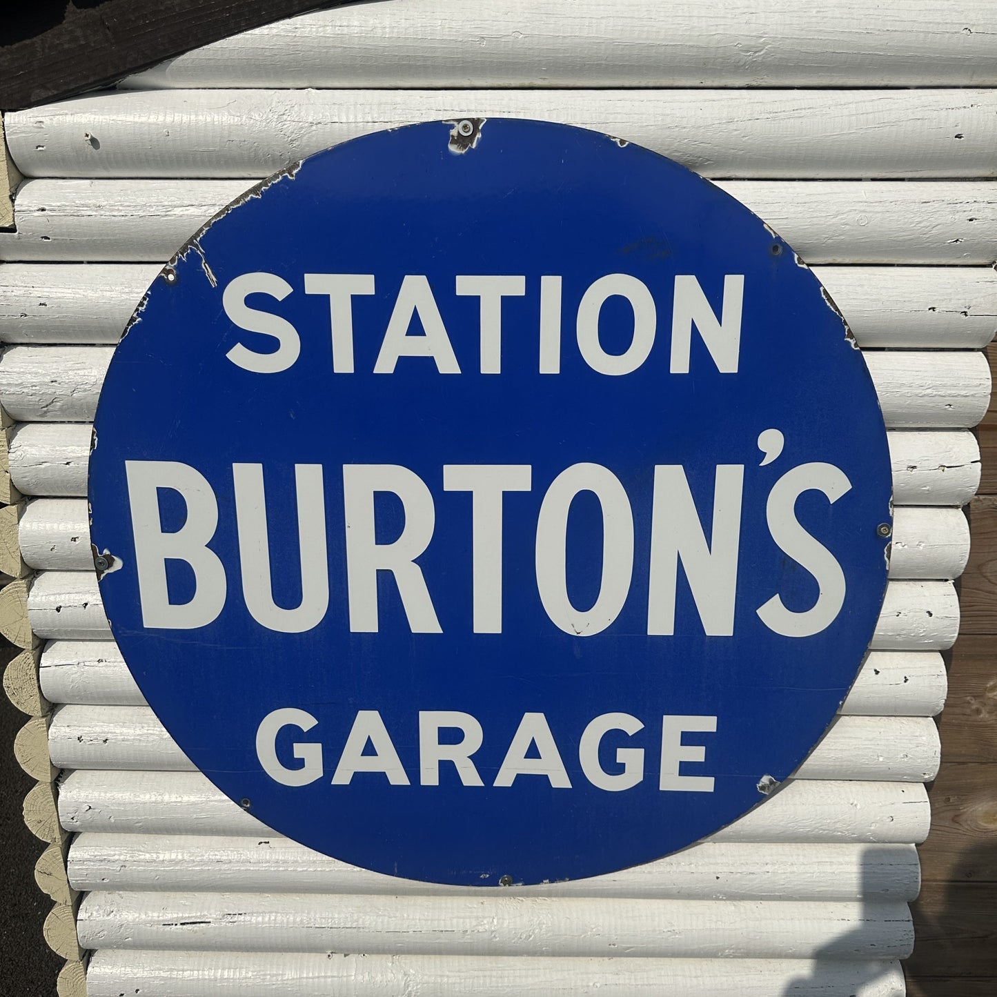 BURTONS GARAGE ENAMEL SIGN #08637 image 0