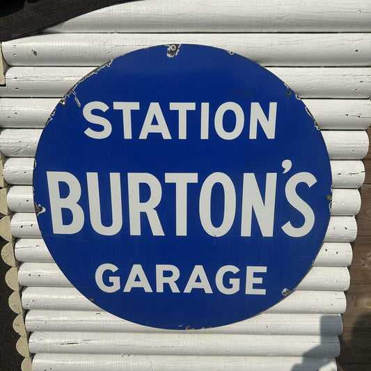 BURTONS GARAGE ENAMEL SIGN #08637 image 0