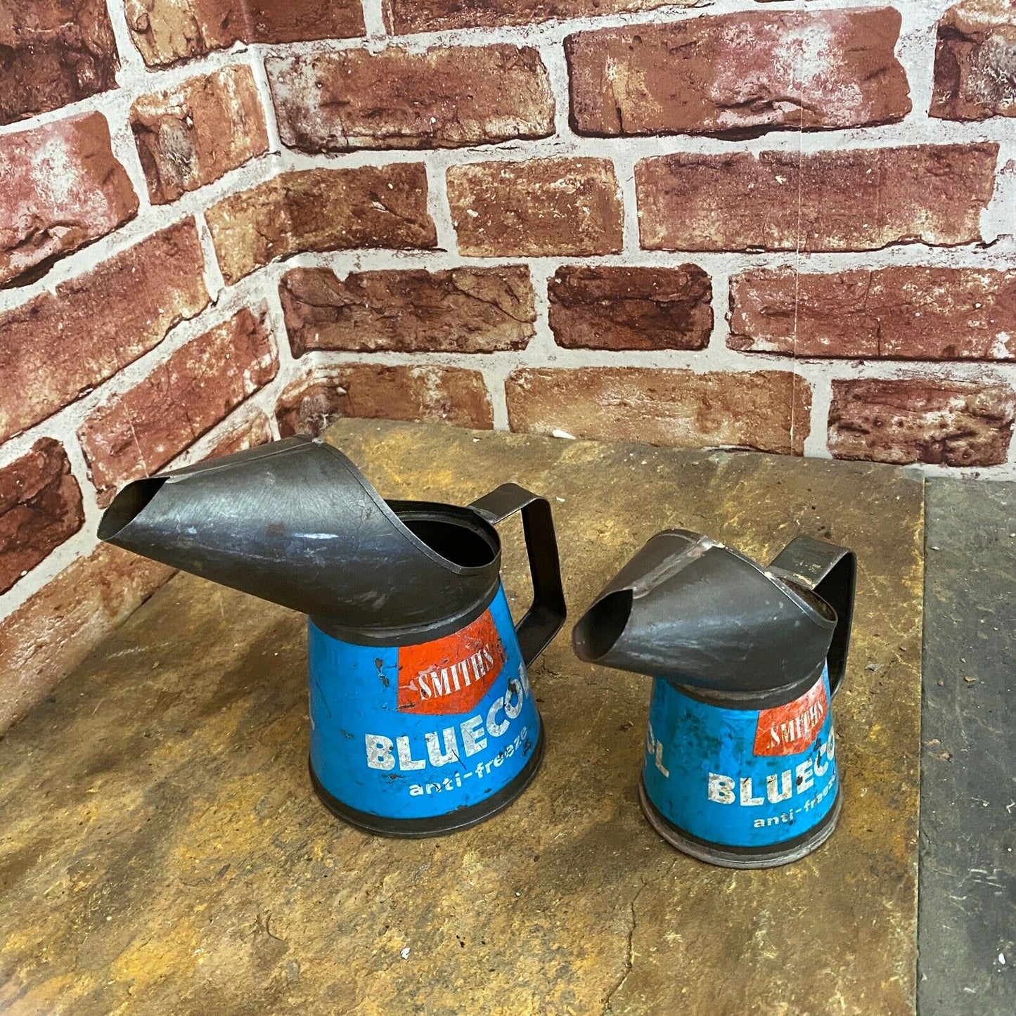 VINTAGE OIL POURERS - PAIR OF OIL SMITHS BLUECOL OIL POURERS 1960'S #4578 image 0