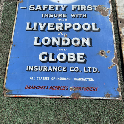 VINTAGE ENAMEL SIGN - LIVERPOOL AND LONDON GLOBE INSURANCE - #4713 image 2