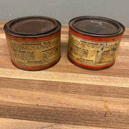 SET OF TWO MOBILOIL GREASE TINS  #08560 image 1