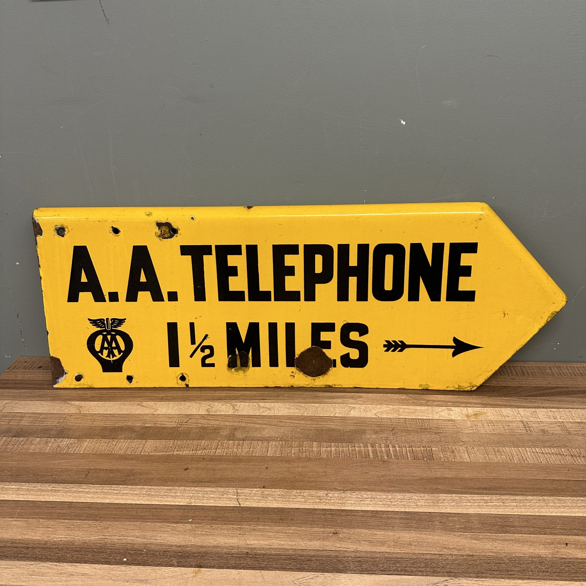 DOUBLE SIDED AA TELEPHONE ENAMEL SIGN #08543 image 1