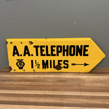 DOUBLE SIDED AA TELEPHONE ENAMEL SIGN #08543 image 1