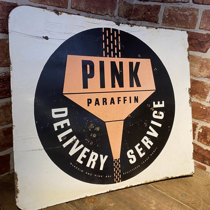 VINTAGE ENAMEL SIGN - PINK PARAFFIN #5445 image 0
