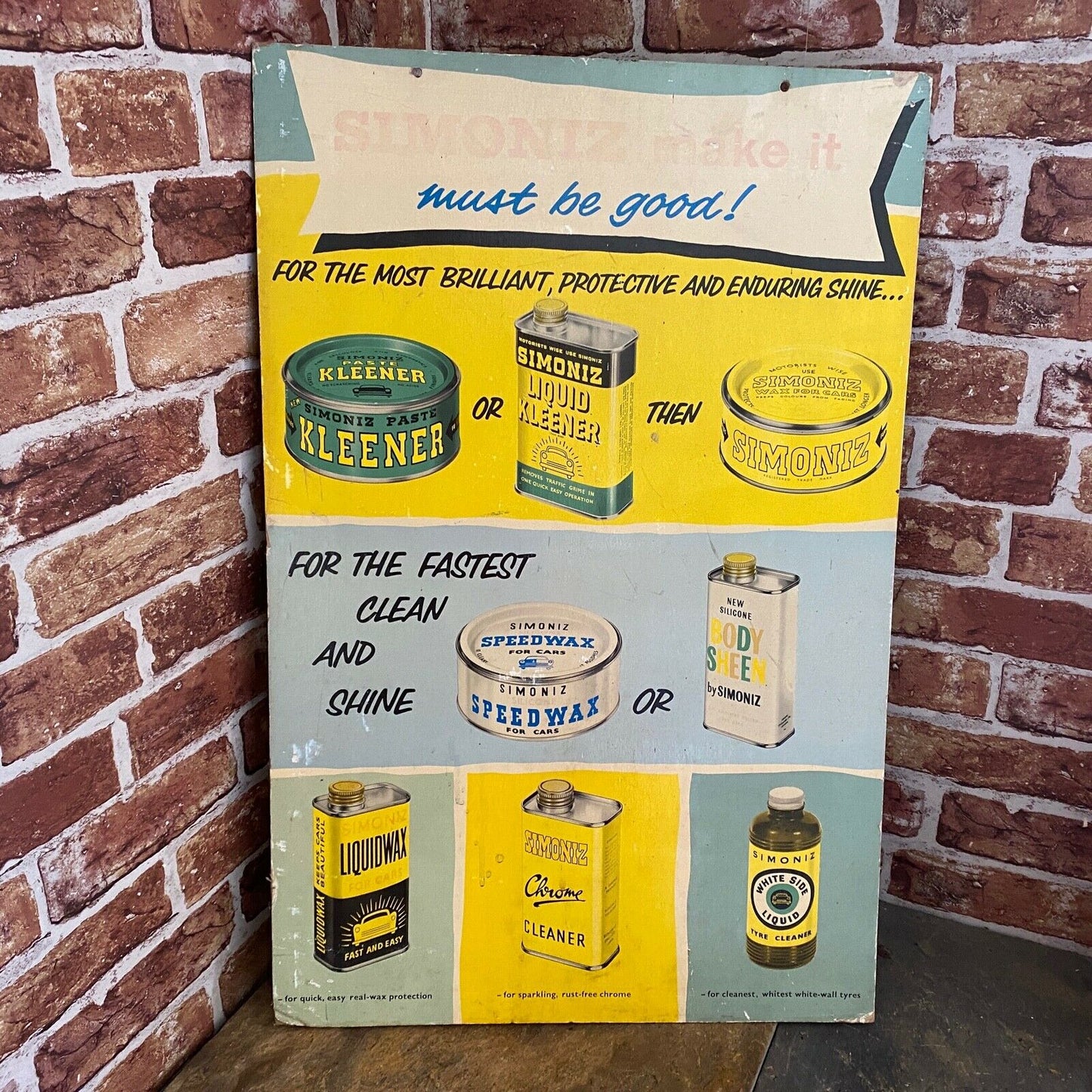 VINTAGE CARDBOARD SIGN - SIMONIZ #4595 image 0