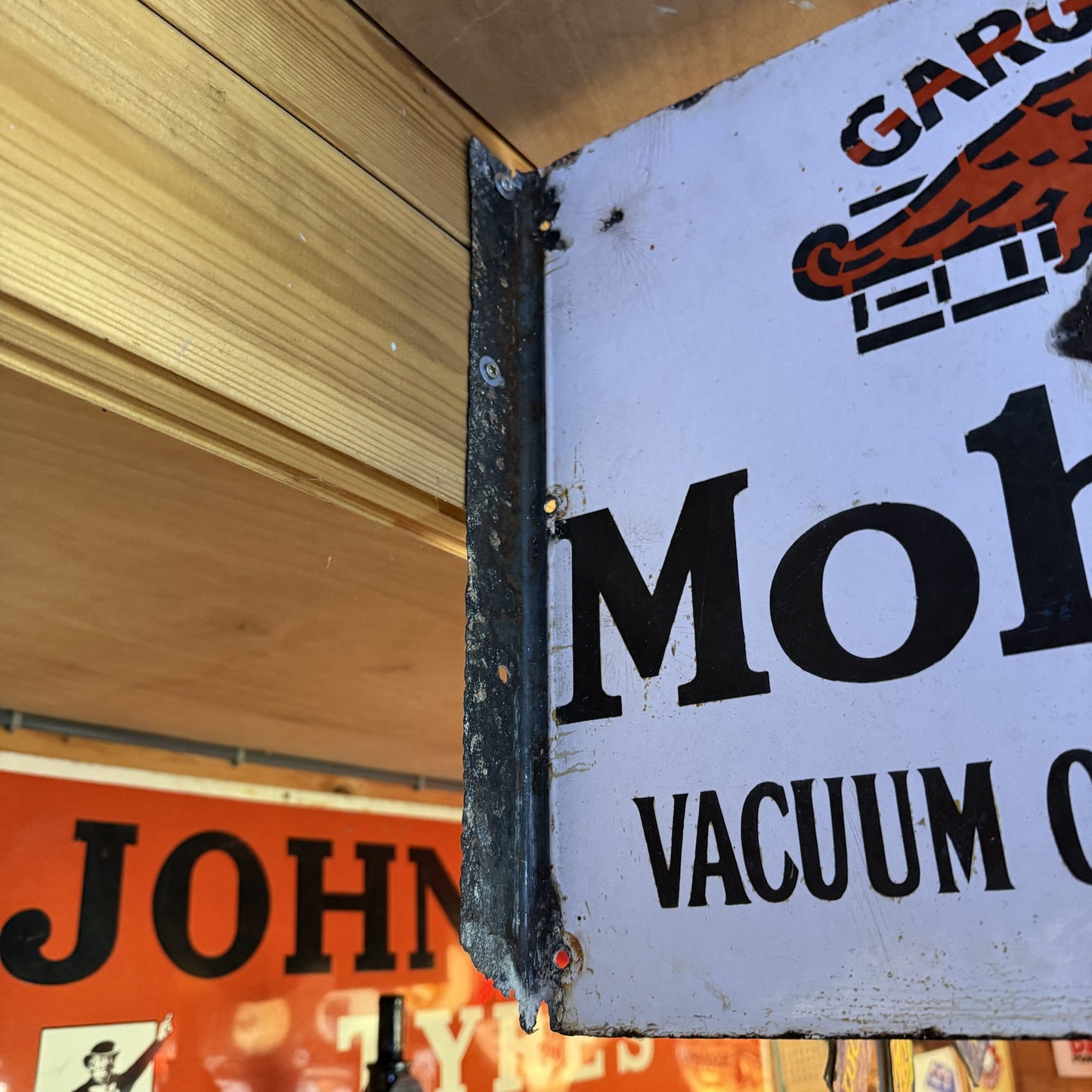 MOBILOIL DOUBLE SIDED ENAMEL SIGN #08653 image 2