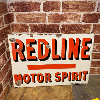 VINTAGE ENAMEL SIGN - REDLINE MOTOR SPIRIT #4553 image 1