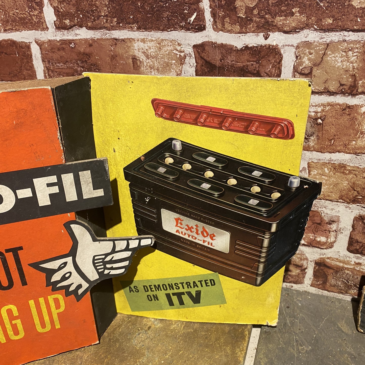 VINTAGE CARDBOARD SIGN - EXIDE    #4769 image 1