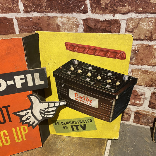 VINTAGE CARDBOARD SIGN - EXIDE    #4769 image 1