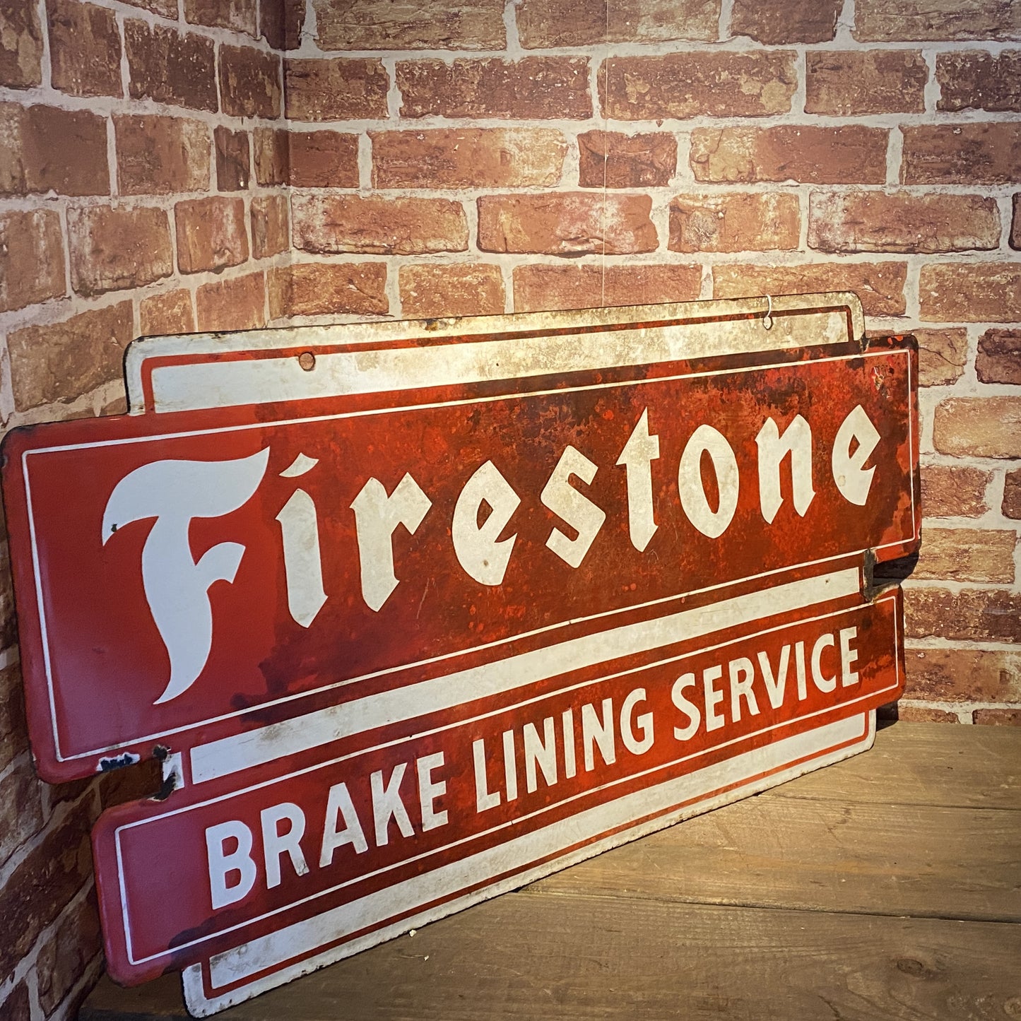 FIRESTONE BRAKE LINING ENAMEL SIGN #5746 image 1