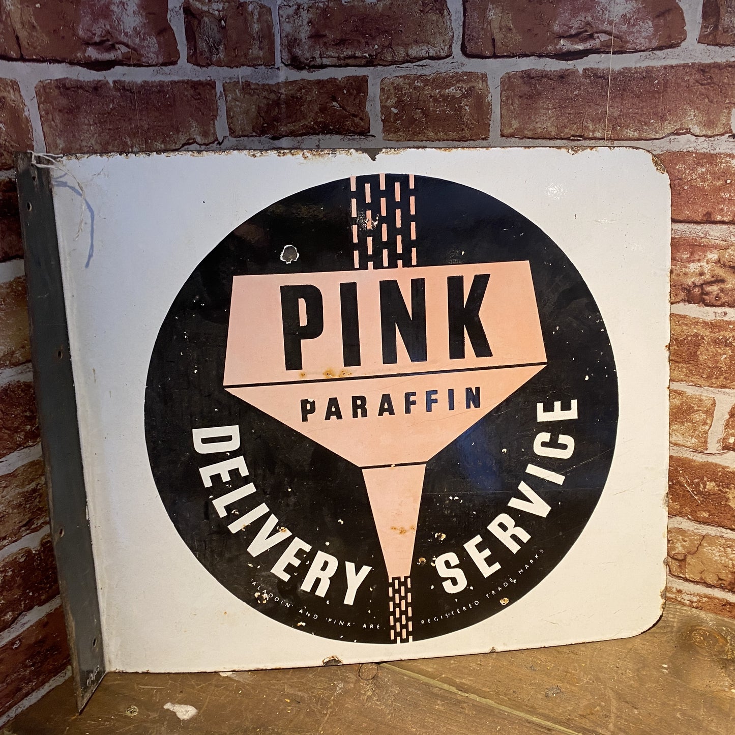 VINTAGE ENAMEL SIGN - PINK PARAFFIN #5445 image 1