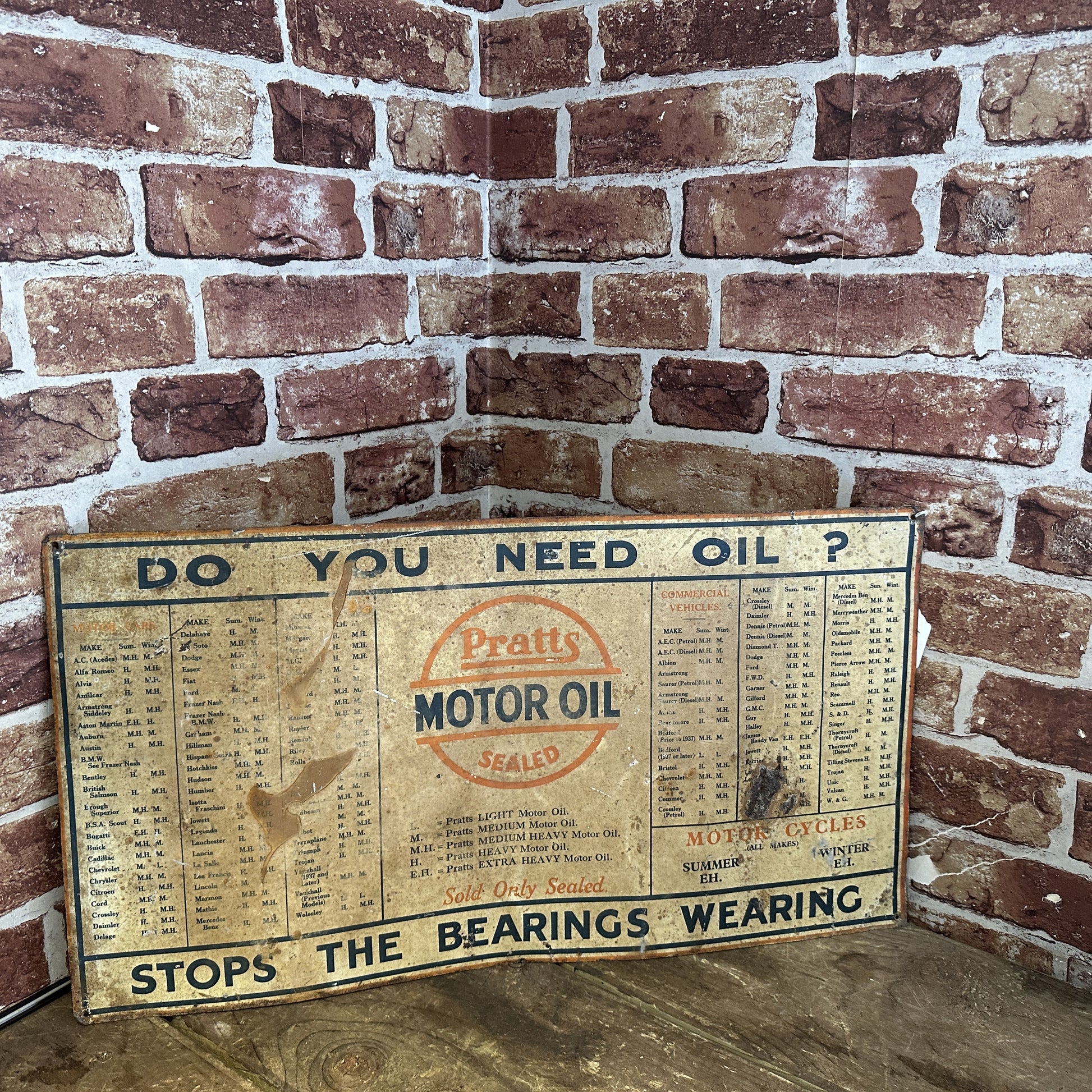 PRATTS MOTOR OIL CHART #6425 image 0