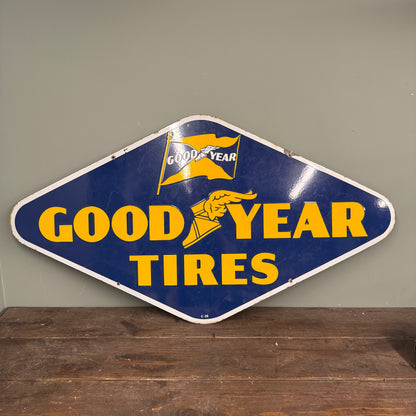 GOODYEAR TYRES DOUBLE SIDED ENAMEL SIGN - #9225