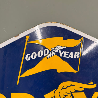 GOODYEAR TYRES DOUBLE SIDED ENAMEL SIGN - #9225