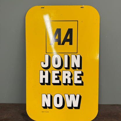 AA "JOIN HERE NOW" DOUBLE SIDED TIN SIGN - #9216