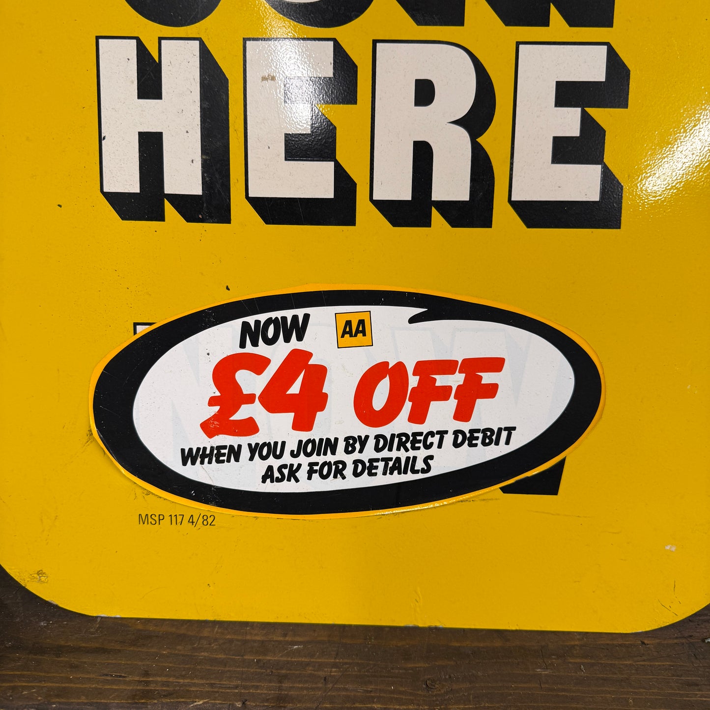 AA "JOIN HERE NOW" DOUBLE SIDED TIN SIGN - #9216