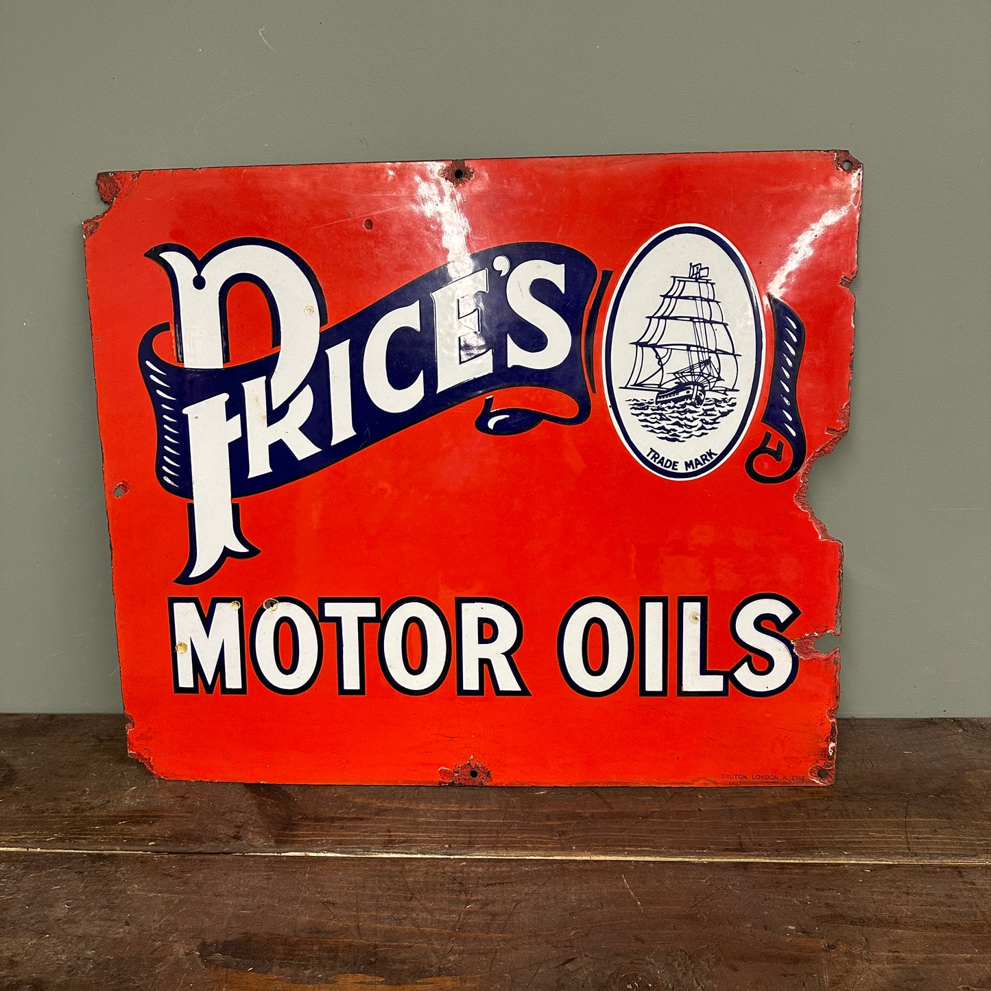 PRICES MOTOR OILS ENAMEL SIGN - #9019