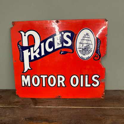 PRICES MOTOR OILS ENAMEL SIGN - #9019