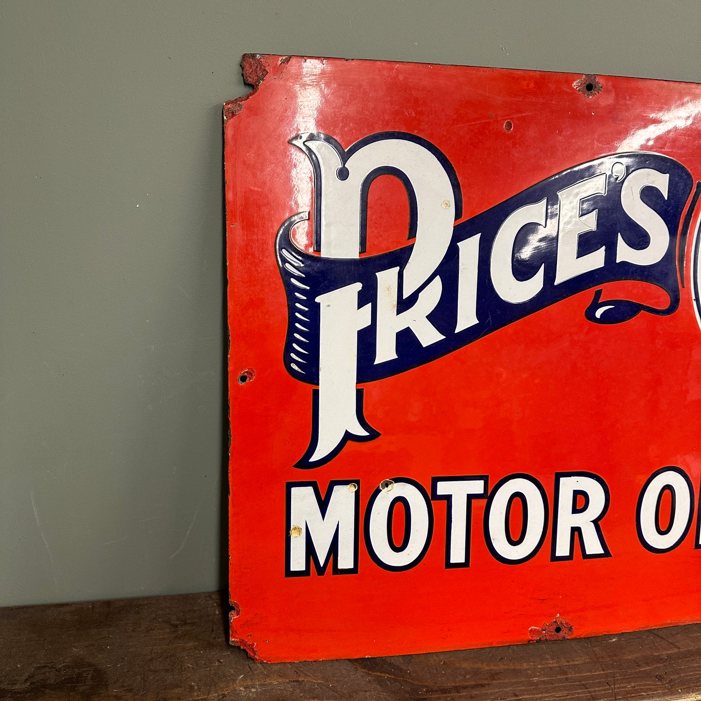 PRICES MOTOR OILS ENAMEL SIGN - #9019