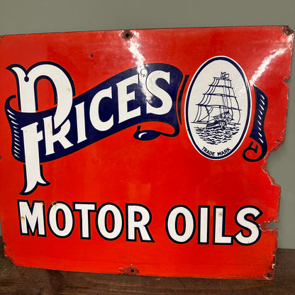PRICES MOTOR OILS ENAMEL SIGN - #9019