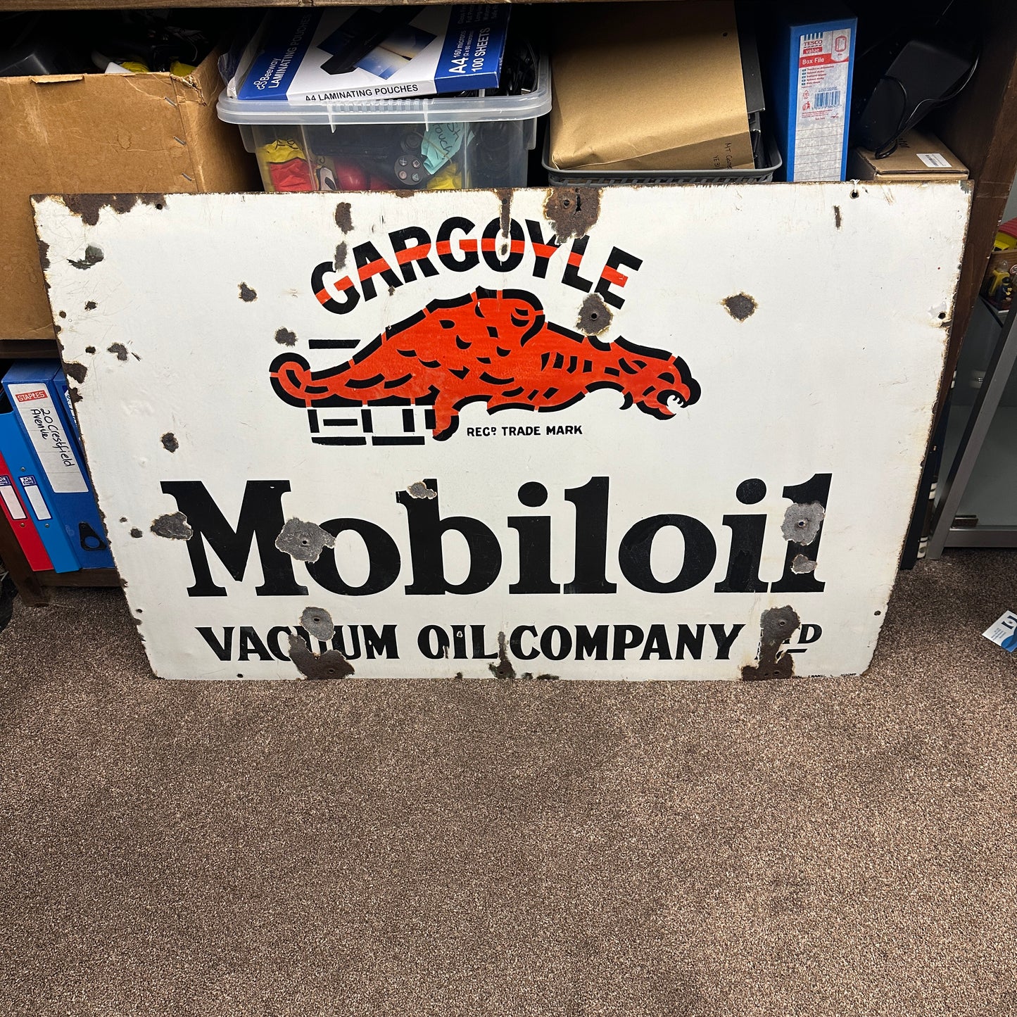 GARGOYLE MOBILOIL ENAMEL SIGN - #9014