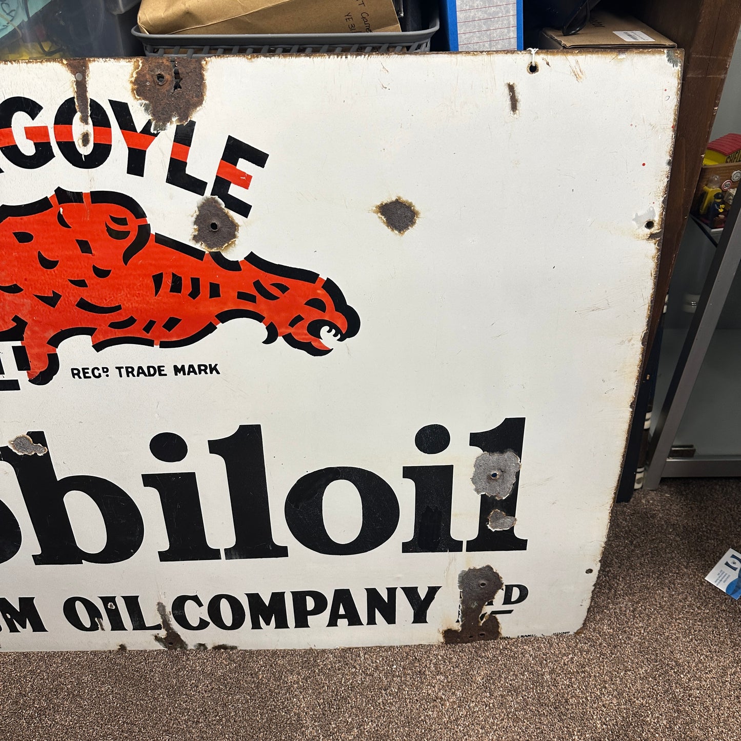GARGOYLE MOBILOIL ENAMEL SIGN - #9014