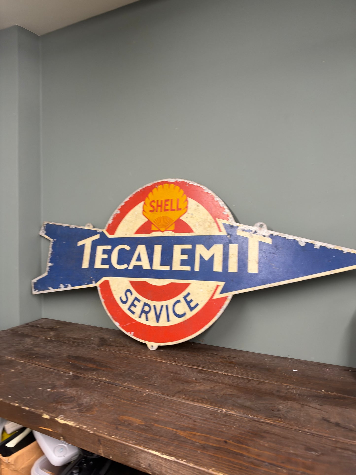 SHELL TECALEMIT ENAMEL SIGN #9442