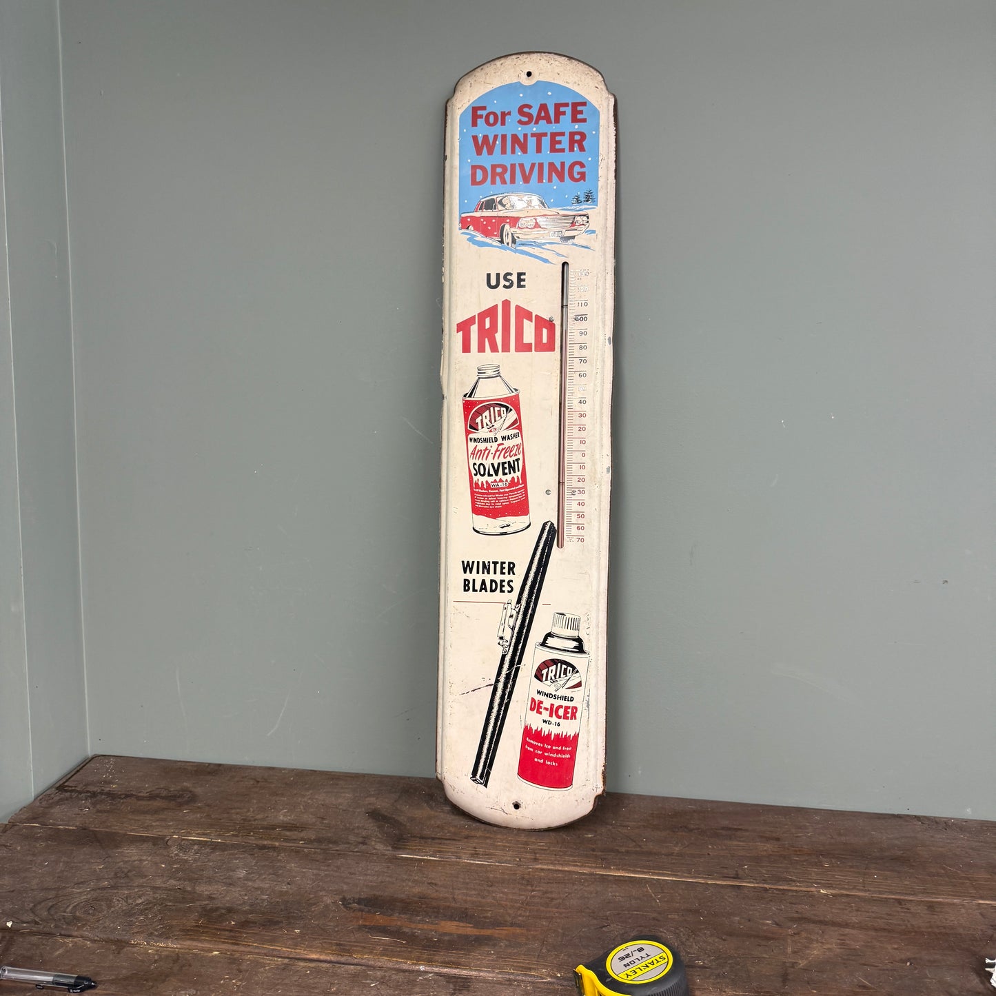 TRICO THERMOMETER TIN SIGN - #9155