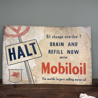 MOBILOIL HALT TIN SIGN - #9156