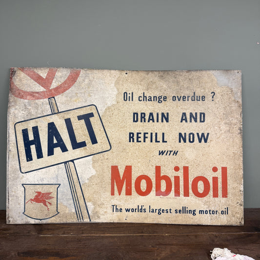 MOBILOIL HALT TIN SIGN - #9156