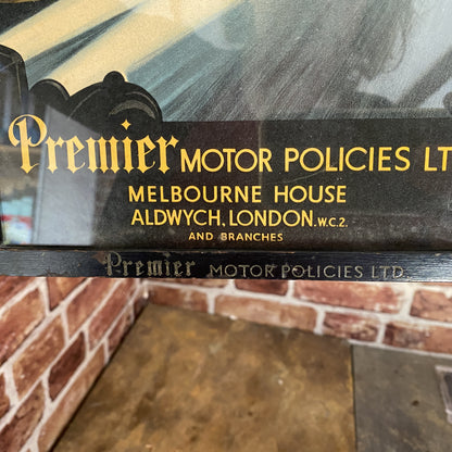 VINTAGE SIGN  -PREMIER MOTOR POLICIES LTD - AUTOMOBILIA - #4691 image 1