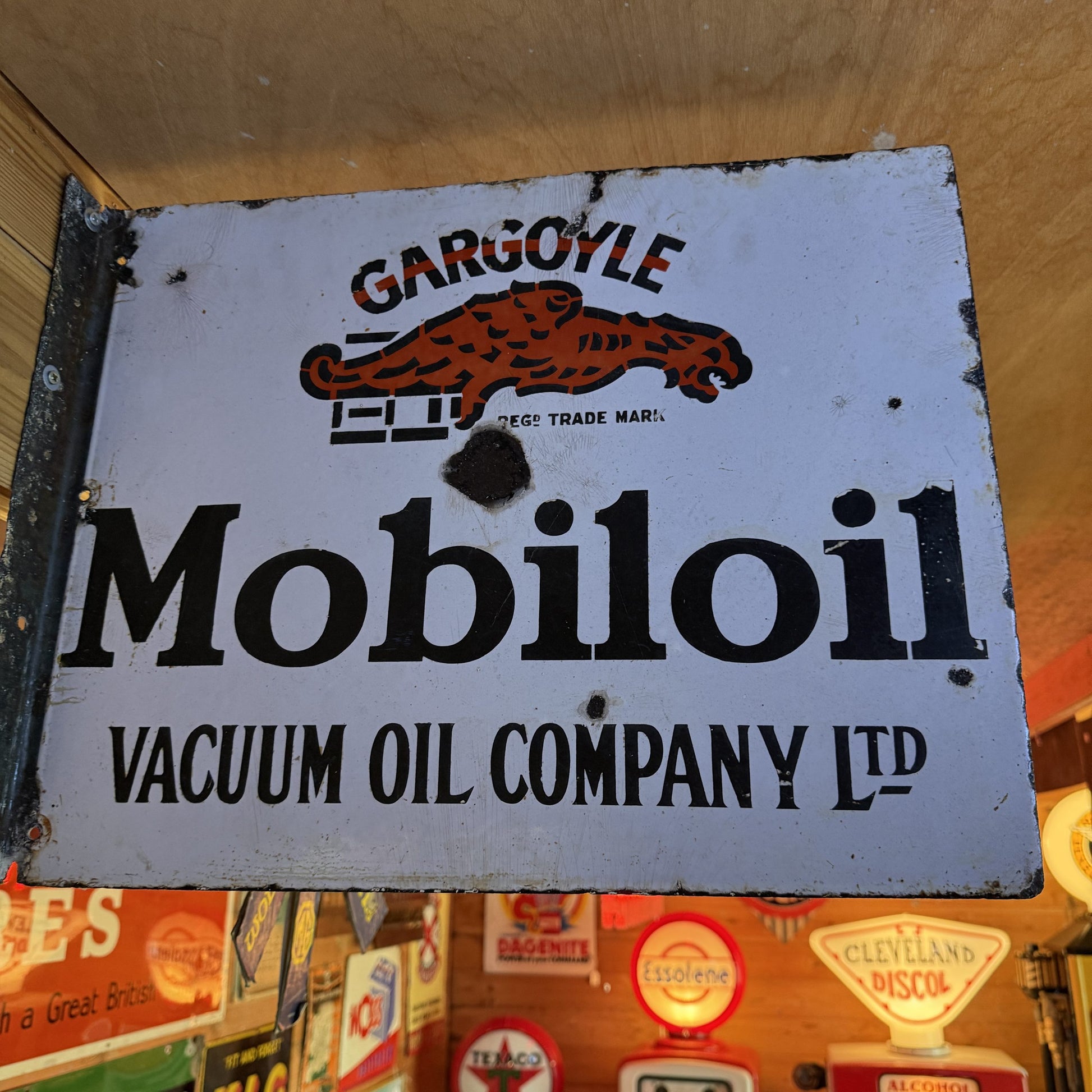 MOBILOIL DOUBLE SIDED ENAMEL SIGN #08653 image 1