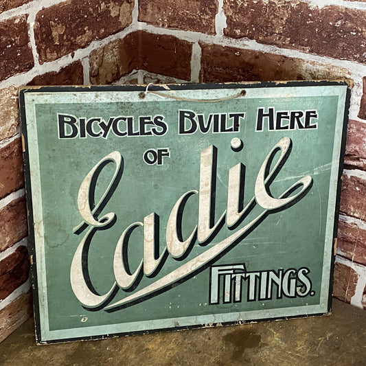 VINTAGE CARDBOARD SIGN -EADIE FITTINGS BICYCLE SIGN #4831 image 0