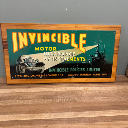 INVINCIBLE MOTORS TIN SIGN  #08501 image 0