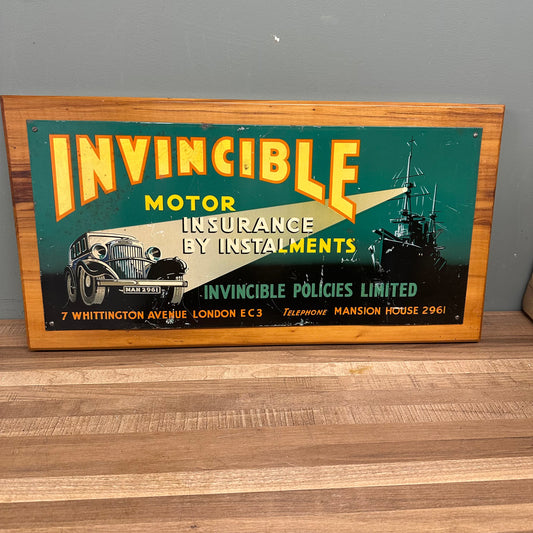 INVINCIBLE MOTORS TIN SIGN  #08501 image 0